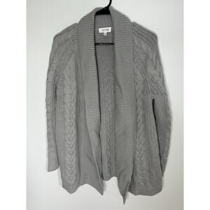 Haven Well Within Women's Medium Grey Knit Cardigan Sweater Cotton Acrylic Blend